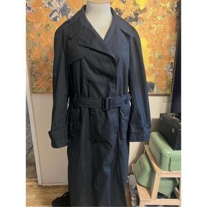 DPSC Whaling Mfg Co Made In USA 44R Trench Jacket Black Lined Removable